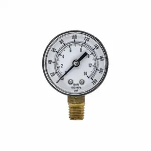 PIC GAUGES SEP-101D-204G-BSPT Industrial Pressure Gauge, 0 To 200 PSI, 2 Inch Dial, 1/4 Inch Npt Male, Copper, Dual | CT7TJV 54XP12