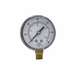 PIC GAUGES SEP-101D-254D-BSPT Industrial Pressure Gauge, 0 To 60 Psi, 2 1/2 Inch Dial, 1/4 Inch Npt Male, Bottom, Copper | CT7TTD 54XP17