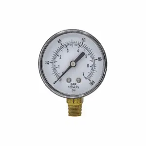 PIC GAUGES SEP-101D-254E-BSPT Industrial Pressure Gauge, 0 To 100 PSI, 2 1/2 Inch Dial, 1/4 Inch Npt Male, Copper | CT7TGV 54XP18