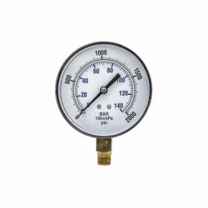 PIC GAUGES SEP-101D-354O Industrial Pressure Gauge, 0 To 2000 PSI, 3 1/2 Inch Dial, 1/4 Inch Npt Male, Copper | CT7TJL 54XP55