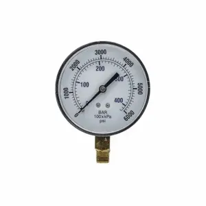 PIC GAUGES SEP-101D-354S Industrial Pressure Gauge, 0 To 6000 PSI, 3 1/2 Inch Dial, 1/4 Inch Npt Male, Copper | CT7TMU 54XP59