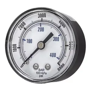 PIC GAUGES SEP-102D-204S Industrial Pressure Gauge, 0 To 6000 PSI, 2 Inch Dial, 1/4 Inch Npt Male, Center Back | CT7TTE 54XP72