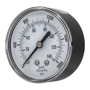 PIC GAUGES SEP-102D-254O Industrial Pressure Gauge, 0 To 2000 Psi, 2 1/2 Inch Dial, 1/4 Inch Npt Male, Center Back | CT7TJF 54XP74