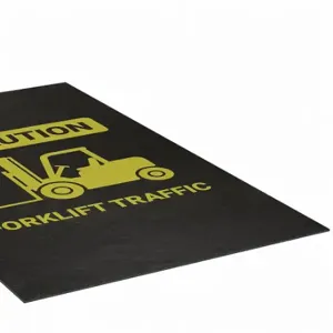 PIG GRPWS3503-BK Entrance Mat, Caution Forklift Traffic, 3 Ft X 5 Ft, 1/8 Inch Thick, Polypropylene | CT7UBQ 55VE01