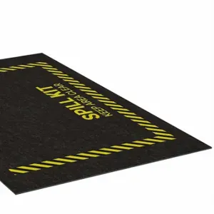 PIG GRPWS3509-BK Entrance Mat, Spill Station, 3 Ft X 5 Ft, 1/8 Inch Thick, Polypropylene, Adhesive Backed | CT7UCN 55VE07