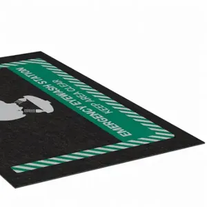 PIG GRPWS3511-BK Entrance Mat, Emergency Eye Wash Station, 3 Ft X 5 Ft, 1/8 Inch Thick, Polypropylene | CT7UCB 55VE09