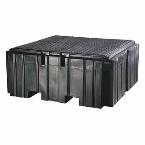 PIG PAK735-BK-WD Spill Containment Pallet, Poly, Black, w/Drain, 63 x 63 x 27 Inch Size, 1 IBC | CT7UEW 381P65