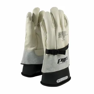 PIP 148-4000/7 Electrical Safety Leather Cover Gloves, 7 Inch Size, Natural, Pair | CL8VCZ