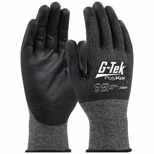 PIP 16541M Knit Gloves, Size M, Ansi Cut Level A4, Palm, Dipped, Polyurethane, Ray, 1 Pair | CR3MMQ 800T85