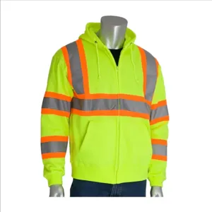 PIP 323-HSSPLY-5X Protective Clothing High Visibilty Sweat Shirt, 5XL, Hi-Vis Yellow, Each | CL9DJH