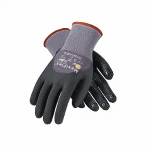 PIP 34-845 Coated Glove, L, Microfoam, Nitrile, 3/4, Nitrile, Knit Cuff, Gray/Black | CT7UMX 43FK10