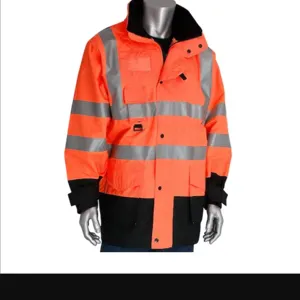 PIP 343-1756-OR/2X Protective Clothing High Visibilty Coat, 2XL, Hi-Vis Orange, Each | CL9EQY