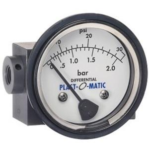PLAST-O-MATIC DPGS025V-CP-15-2.5-A Differential Pressure Gauge, With Switch, CPVC, 0 To 15 Psid Range | CD4JMC