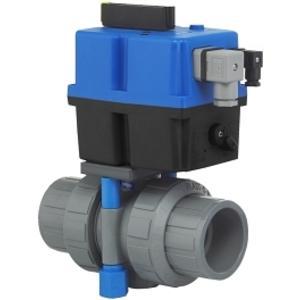 PLAST-O-MATIC EBVC01-150VT-CP Ball Valve, Electric Actuated, 2-Way, Viton Seal, CPVC, 1-1/2 Inch Size | CD4MGX