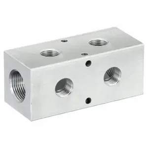 PNEUMADYNE INC M40-500-2-90 Manifold, Right-Angle, 6061 Aluminum, 2 Outlets, 1 Inch Female Npt Inlet | CT7VBT 49AV77