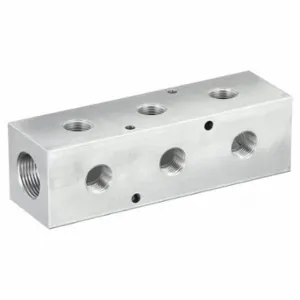 PNEUMADYNE INC M40-500-3-90 Manifold, Right-Angle, 6061 Aluminum, 3 Outlets, 1 Inch Female Npt Inlet | CT7VBU 49AV78