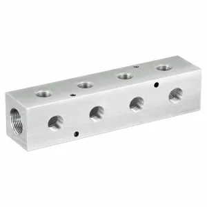 PNEUMADYNE INC M40-500-4-90 Manifold, Right-Angle, 6061 Aluminum, 4 Outlets, 1 Inch Female Npt Inlet | CT7VBX 49AV79