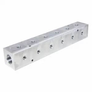 PNEUMADYNE INC M40-750-6-90 Manifold, Right-Angle, 6061 Aluminum, 6 Outlets, 1 Inch Female Npt Inlet | CT7VCB 49AV88