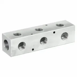 PNEUMADYNE INC M40-750-3-90 Manifold, Right-Angle, 6061 Aluminum, 3 Outlets, 1 Inch Female Npt Inlet | CT7VBV 49AV85