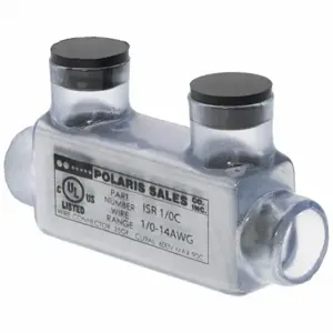 POLARIS ISR-1/0CB Insulated Multitap Connector, Clear, 2 Ports, 14 Awg to 1/0 Awg Wire Size Range, Plastisol | CT7VCV 199XU0