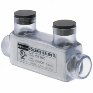 POLARIS ISR-350CB Insulated Multitap Connector, Clear, 2 Ports, 6 Awg to 350 Kcmil Wire Size Range | CT7VDC 199XU2