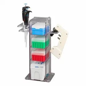 POLTEX 4VTORG-PIPTRBRK-BRK Lab Bench Vertical Organizer, Holds 4 Boxes of Tips, Benchtop, 4 Compartments, PETG, Clear | CT7VQU 798L04