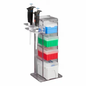 POLTEX 4VTORG-PIPTRBRK Lab Bench Vertical Organizer, Holds 4 Boxes of Tips, Benchtop, 4 Compartments, PETG, Clear | CT7VQR 798L03