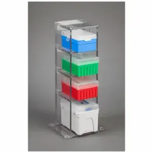 POLTEX 4VTORG Lab Bench Vertical Organizer, Holds 4 Boxes of Tips, Benchtop, 4 Compartments, PETG, Clear | CT7VQZ 798L01