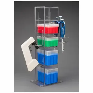 POLTEX 5VTORG-PIPTRBRK-BRK Lab Bench Vertical Organizer, Holds 5 Boxes of Tips, Benchtop, 5 Compartments, PETG, Clear | CT7VQY 798L09