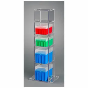 POLTEX 5VTORG Lab Bench Vertical Organizer, Holds 5 Boxes of Tips, Benchtop, 5 Compartments, PETG, Clear | CT7VQV 798L06