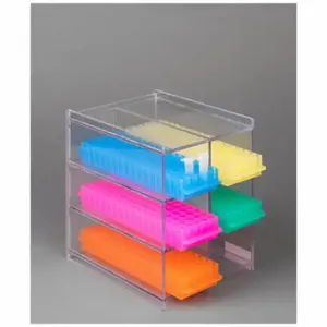 POLTEX 6SMMICRO Small Microtube Rack Holder, Holds 6 Small Microtube Racks, Benchtop, 6 Compartments, Petg | CT7VRN 798L10