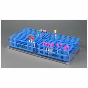 POLTEX BLDTRY5x9.5 Blood Tube Rack Organizer Tray, Holds 4 Blood Tube Racks, Benchtop, 4 Compartments, PETG | CT7VVA 798L16