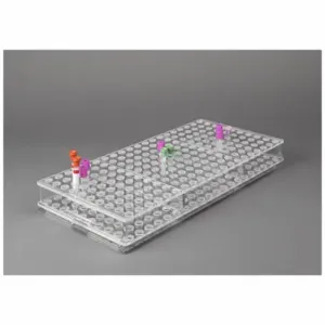 POLTEX BLDTUBE200 Blood Tube Carrier Rack, Holds 200 Test Tubes, Benchtop, 200 Compartments, PETG, Clear | CT7VRE 798L18