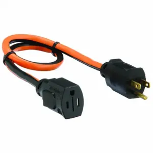 POWER FIRST 52NY10 Locking Extension Cord, 2 ft Cord Length, 14 AWG Wire Size, 14/3, SJTW, NEMA 5-15P | CT7WJQ