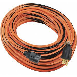 POWER FIRST 52NY17 100 ft.Locking Extension Cord, Max Amps 13.0, No. of Outlets 1, Orange | CD2LJY