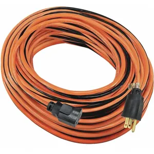 POWER FIRST 52NY17 100 ft.Locking Extension Cord, Max Amps 13.0, No. of Outlets 1, Orange | CD2LJY