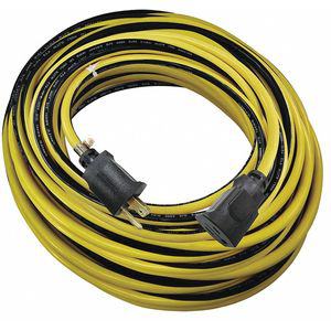 POWER FIRST 52NY23 100 ft. Locking Extension Cord, Max Amps 15.0, No. of Outlets 1, Yellow | CD2LJZ