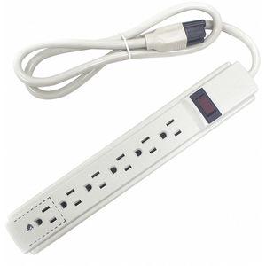 POWER FIRST 52NY41 Outlet Strip, 6 Outlets, 15.0 Max. Amps, 3 ft. Cord Length | CD2LKD