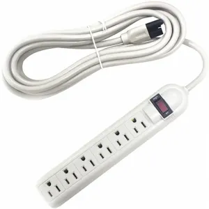 POWER FIRST 52NY42 15 ft. Surge Protector Outlet Strip, White, No. of Total Outlets 6 | CD2LKE