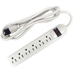 POWER FIRST 52NY43 Outlet Strip, 6 Outlets, 15.0 Max. Amps, 6 ft. Cord Length | CD2LKF