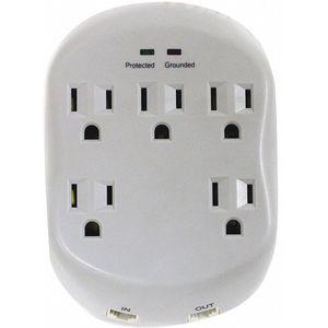 POWER FIRST 52NY44 Surge Protector Plug Adapter, White | CD2LKG