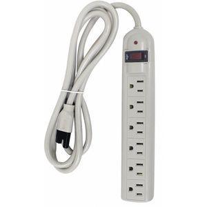 POWER FIRST 52NY55 6 ft. Surge Protector Outlet Strip, White, No. of Total Outlets 6 | CD2HMC