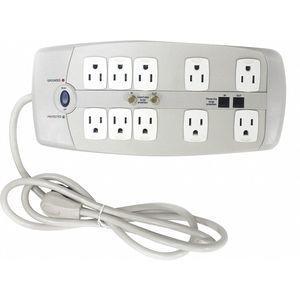 POWER FIRST 52NY61 6 ft. Surge Protector Outlet Strip, White, No. of Total Outlets 10 | CD2HMF