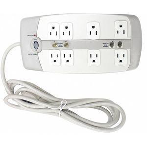 POWER FIRST 52NY63 Surge Protector Outlet Strip, 10 Feet, White, No. of Total Outlets 8 | CD3KJZ