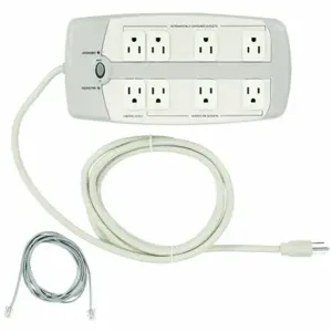 POWER FIRST 52NY64 Surge Protector Outlet Strip, 8 Outlets, NEMA 5-15R, NEMA 5-15P, Not Allowed, Gray | CT7WKJ