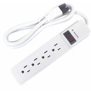 POWER FIRST 52NY67 Surge Protector Outlet Strip, 4 Feet, White, No. of Total Outlets 4 | CD3RQT