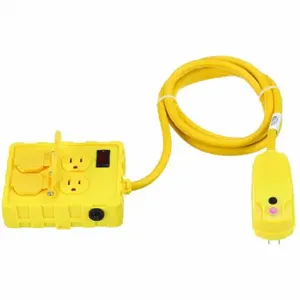 POWER FIRST 53TY63 Plug-In GFCI With Cord, 6 ft Cord Length, 15 A Max. Amps, 125VAC, NEMA 5-15P, NEMA 5-15R | CT7WKE