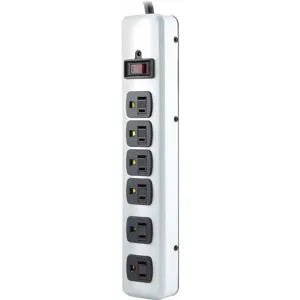 POWER FIRST 53XH84 6 ft. Surge Protector Outlet Strip, Beige, No. of Total Outlets 6 | CD2HQR