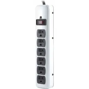 POWER FIRST 53XH85 6 ft. Surge Protector Outlet Strip, Beige, No. of Total Outlets 6 | CD2FXK