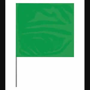 PRESCO PRODUCTS CO 2315G-200 Marking Flag, 2 1/2 Inch x 3 1/2 Inch Flag Size, 15 Inch Staff Ht, Green, Blank | CT7XWX 3LUG3